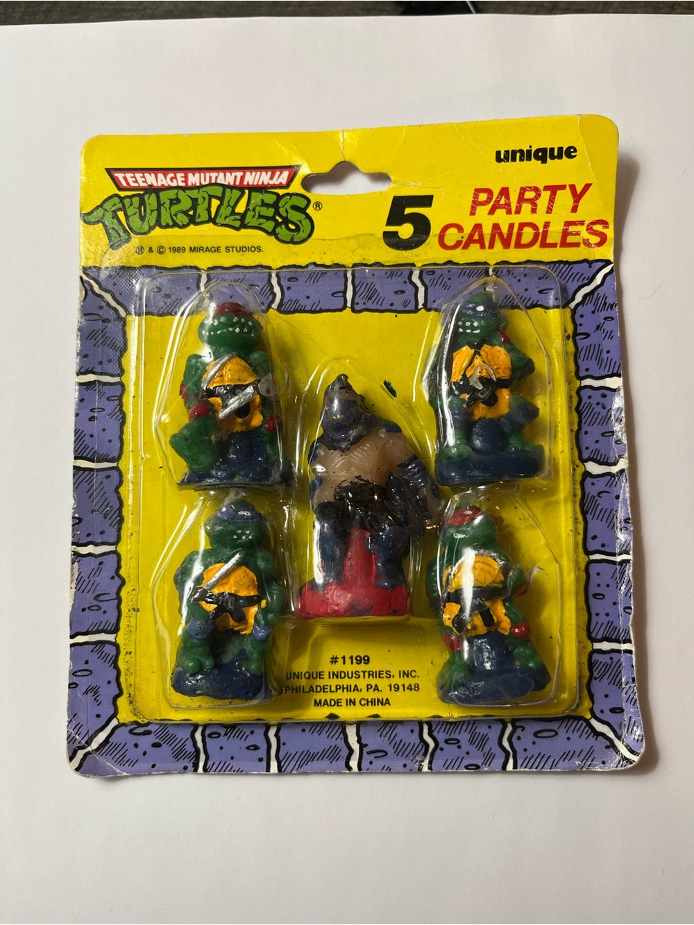 Vintage 1989 Teenage Mutant Ninja Turtles Party Candles Set of 5 Brand New